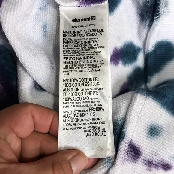 Element Seal BP TD Hoodie Men’s Sz L Multicolor Tie Dye Kangaroo Pocket Pullover - Picture 6 of 16